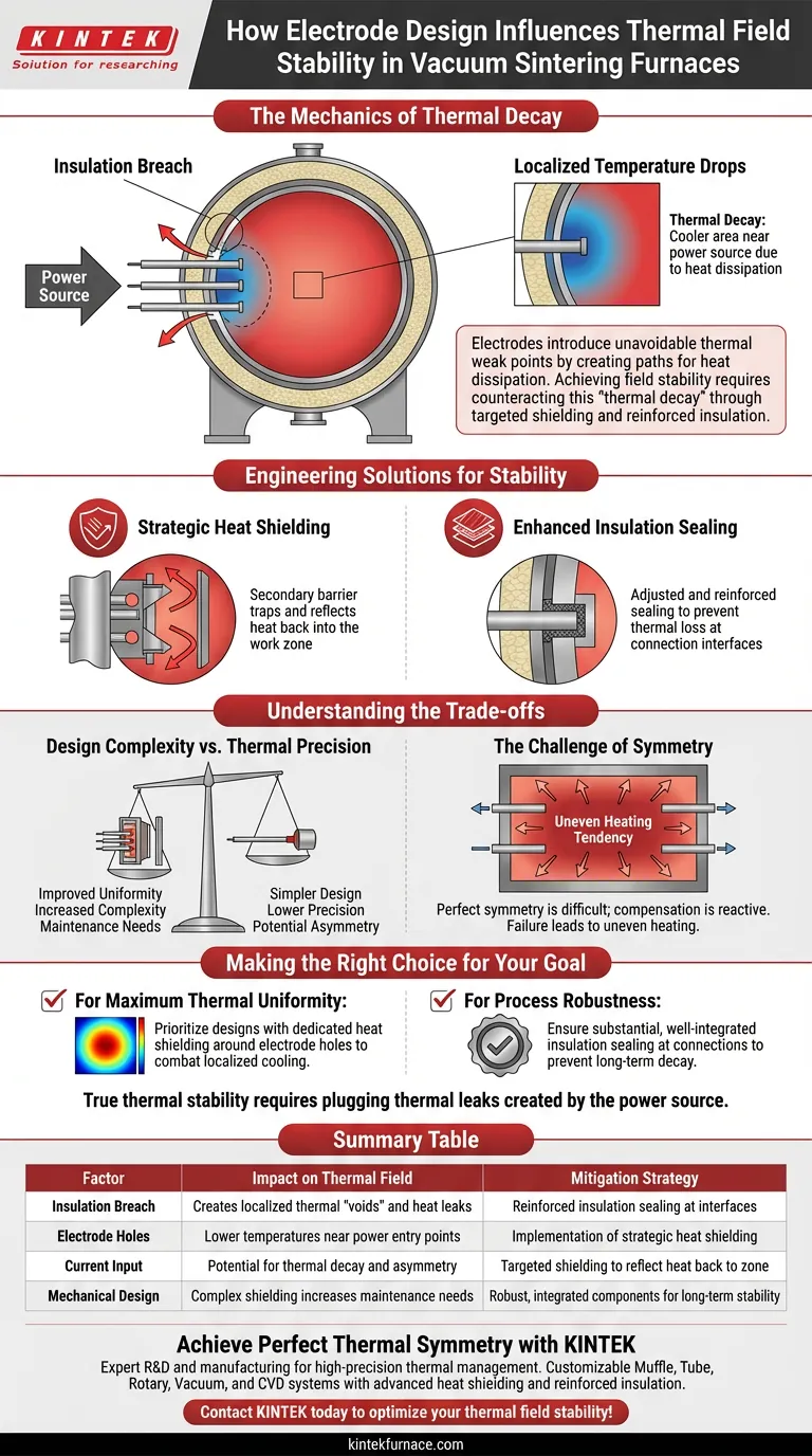 Como o design do eletrodo influencia a estabilidade do campo térmico? Otimize a uniformidade do calor na sinterização a vácuo Guia Visual