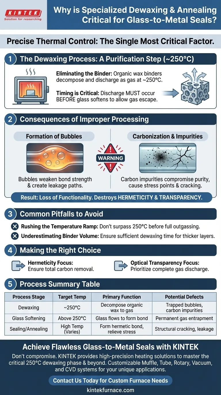 为什么玻璃-金属密封件需要专门的脱蜡和退火处理？确保气密性和透明度 图解指南