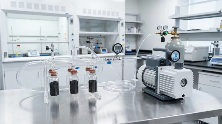 Quale ruolo svolge una pompa da vuoto da laboratorio in un sistema di valutazione statica della desolforazione a batch? Garantire l'integrità dei dati