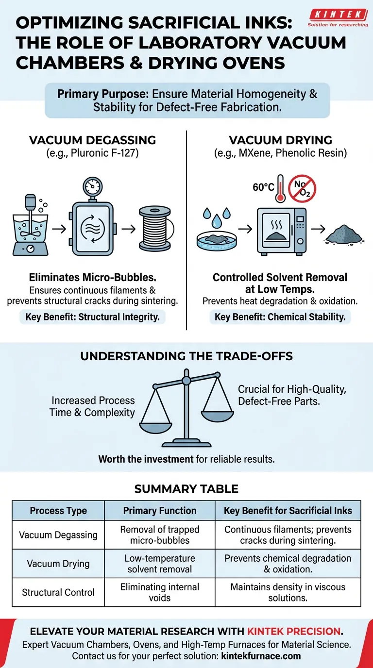 在牺牲材料墨水制备中，实验室真空室的目的是什么？确保结构完整性。 图解指南