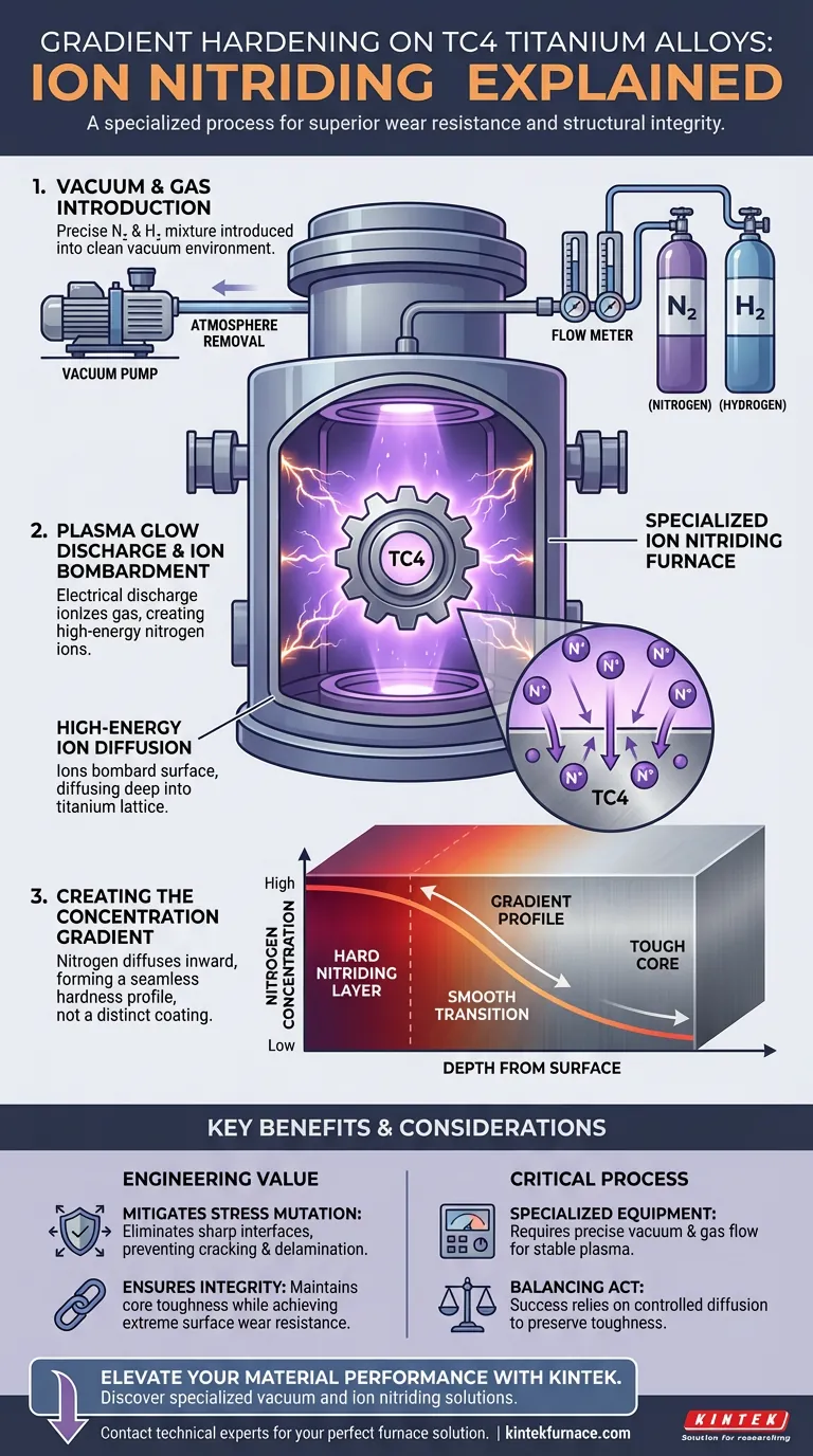 كيف يحقق فرن النتردة الأيونية المتخصص تصلبًا متدرجًا على التيتانيوم TC4؟ تعزيز مقاومة تآكل السطح دليل مرئي