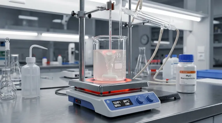 Y2O3-MgO前駆体にはなぜ撹拌機能付き加熱装置が必要なのですか?完全な粒子コーティングを保証する