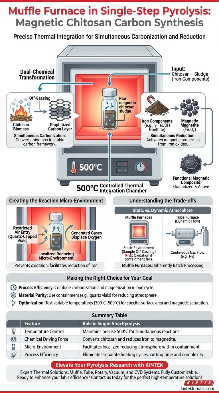 在磁性壳聚糖碳的单步热解中，马弗炉扮演着什么角色？简化合成 图解指南