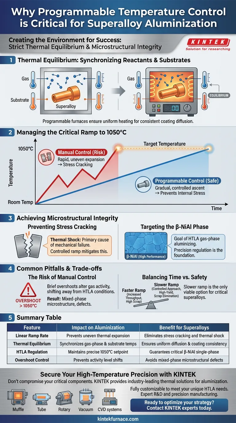 为什么在高温合金铝化过程中可编程温度控制至关重要？确保高产量的 HTLA 图解指南