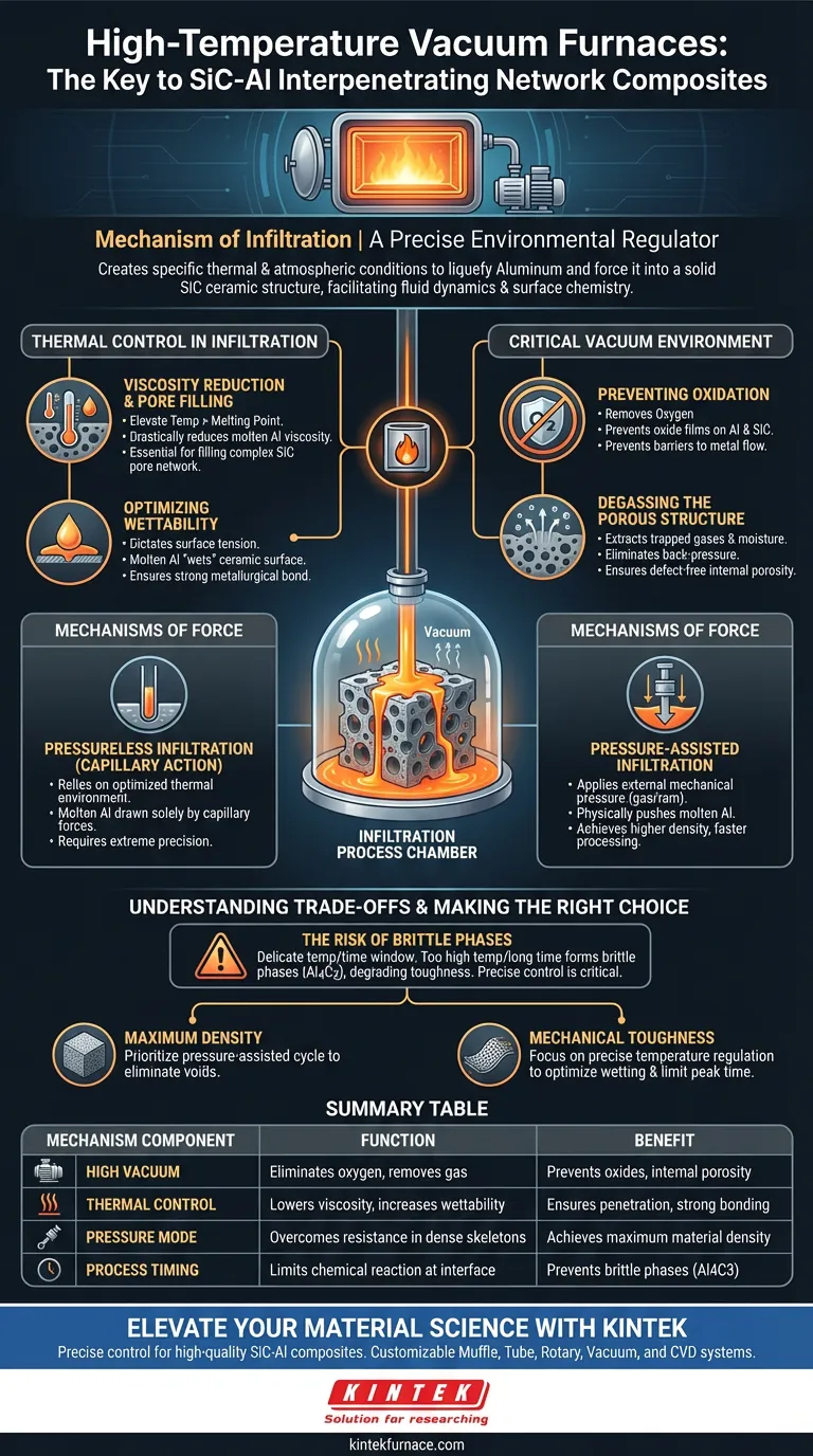 Каков механизм работы высокотемпературной вакуумной печи при инфильтрации SiC-Al? Освоение процесса для композитов Визуальное руководство