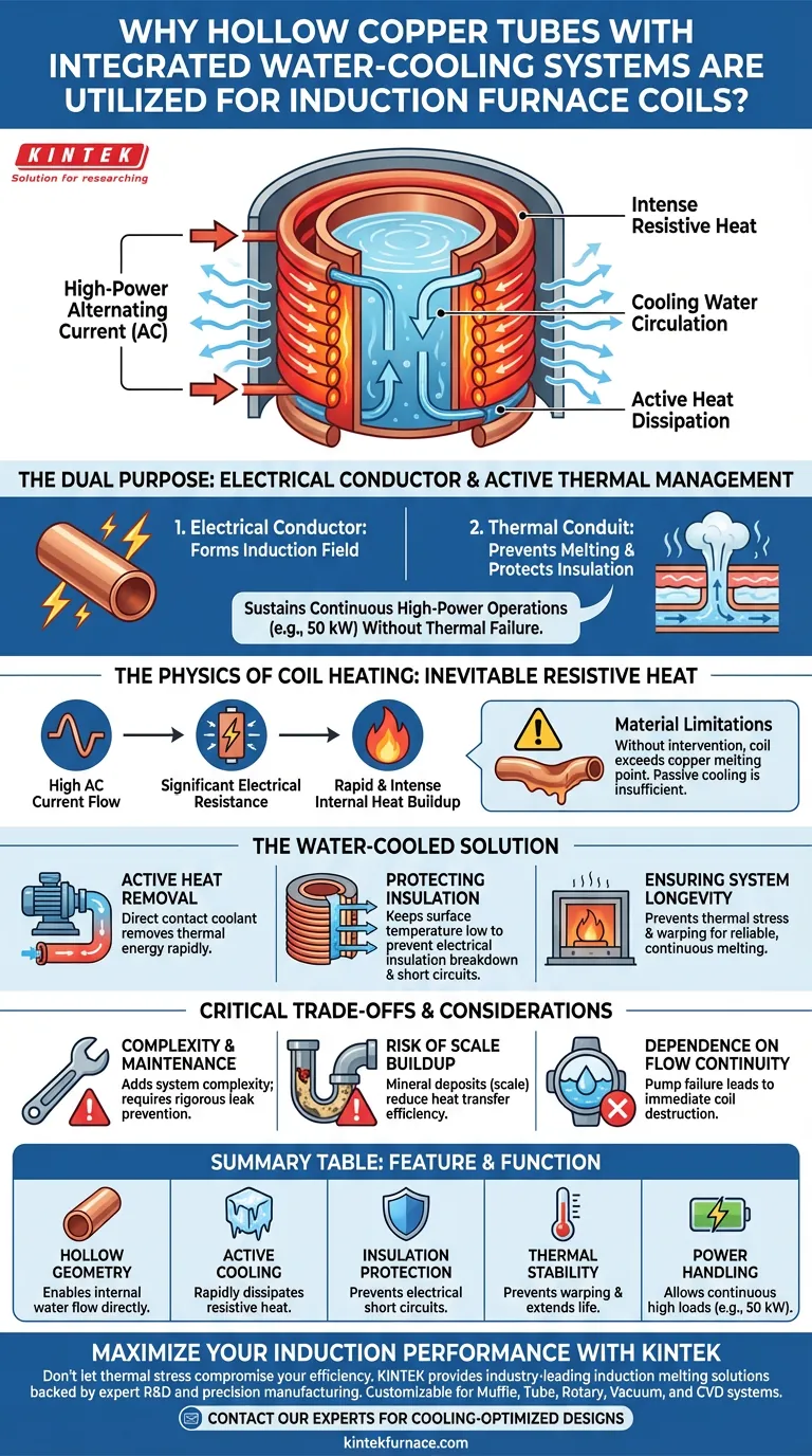 ¿Por qué se utilizan tubos huecos de cobre para las bobinas del horno de inducción? Refrigeración esencial para la fusión de alta potencia Guía Visual
