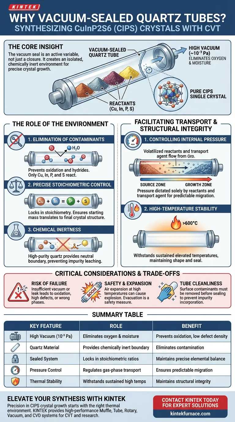 Warum Vakuumversiegelte Quarzrohre für die CVT-CIPS-Synthese verwenden? Gewährleistung von Reinheit und Präzision Visuelle Anleitung