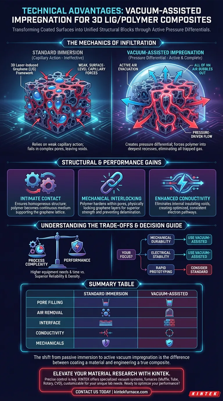 使用真空辅助浸渍技术制造 3D LIG/聚合物复合材料在技术上有哪些优势？提高强度 图解指南