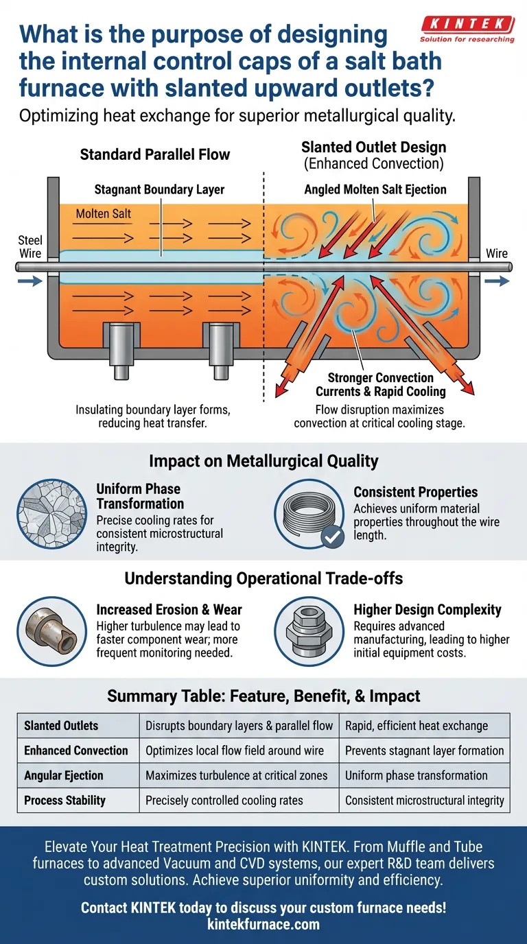 Каково назначение внутренней конструкции выходных отверстий в печах с солевыми ваннами, имеющих наклонные вверх патрубки? Визуальное руководство