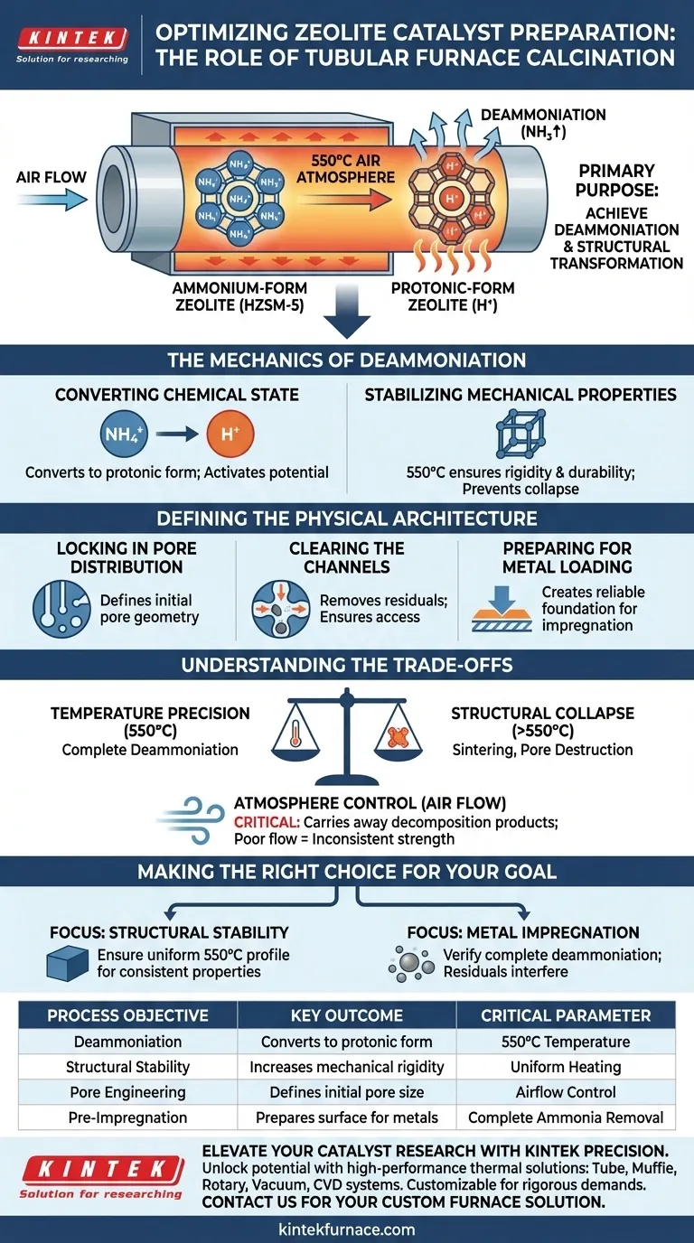 Qual é o principal objetivo da utilização de um forno tubular para a calcinação de zeólitas? Alcançar a Desamoniação Precisa Guia Visual