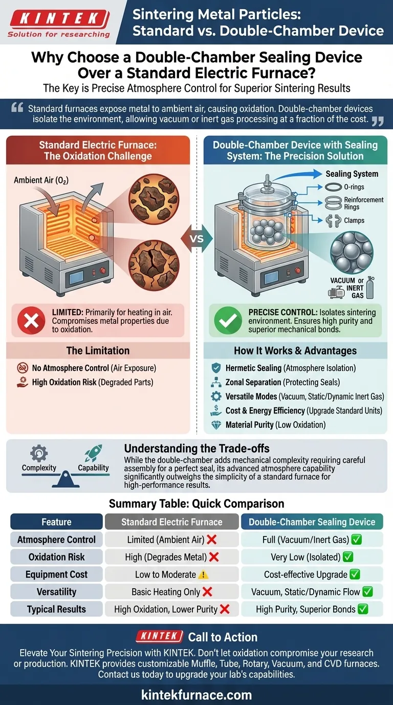 Warum wird ein Doppelkammergerät einem Standard-Elektroofen für das Sintern vorgezogen? Erzielung von oxidationsfreien Ergebnissen Visuelle Anleitung
