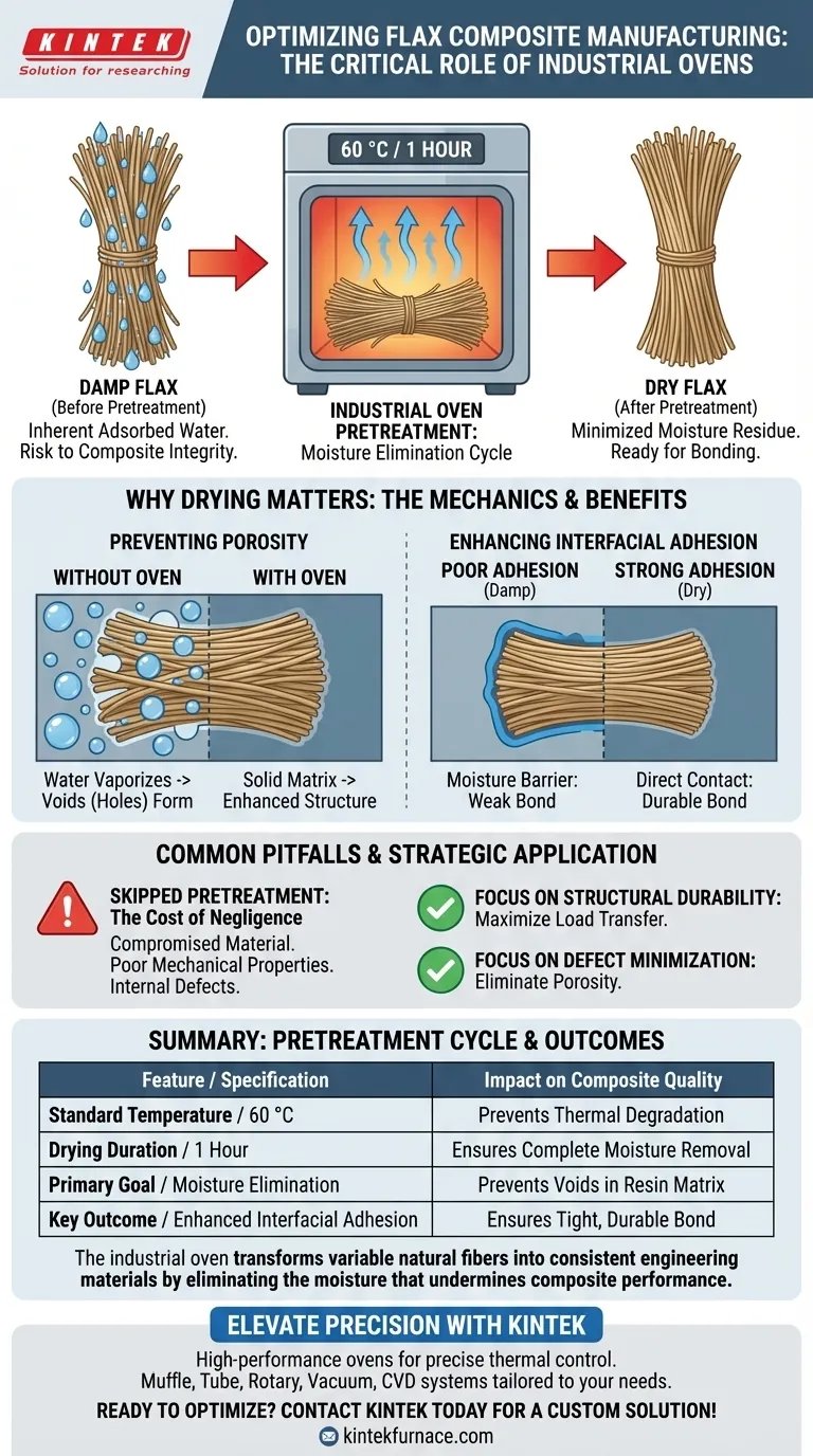 使用工业烤箱对亚麻纤维进行预处理的目的是什么？确保卓越的复合材料完整性 图解指南