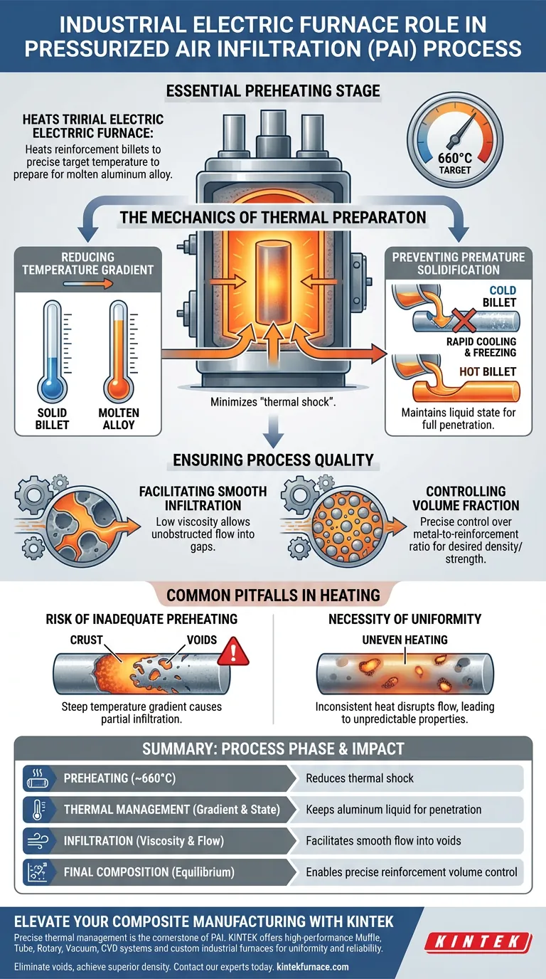 Qual o papel de um forno elétrico industrial no PAI? Domine a Preparação Térmica para Compósitos de Matriz Metálica Guia Visual