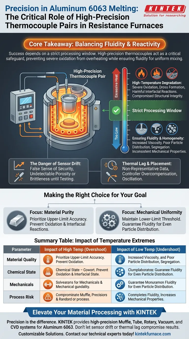 ¿Cuál es la importancia de utilizar un par de termopares de alta precisión al fundir la aleación de aluminio 6063? Guía de expertos Guía Visual