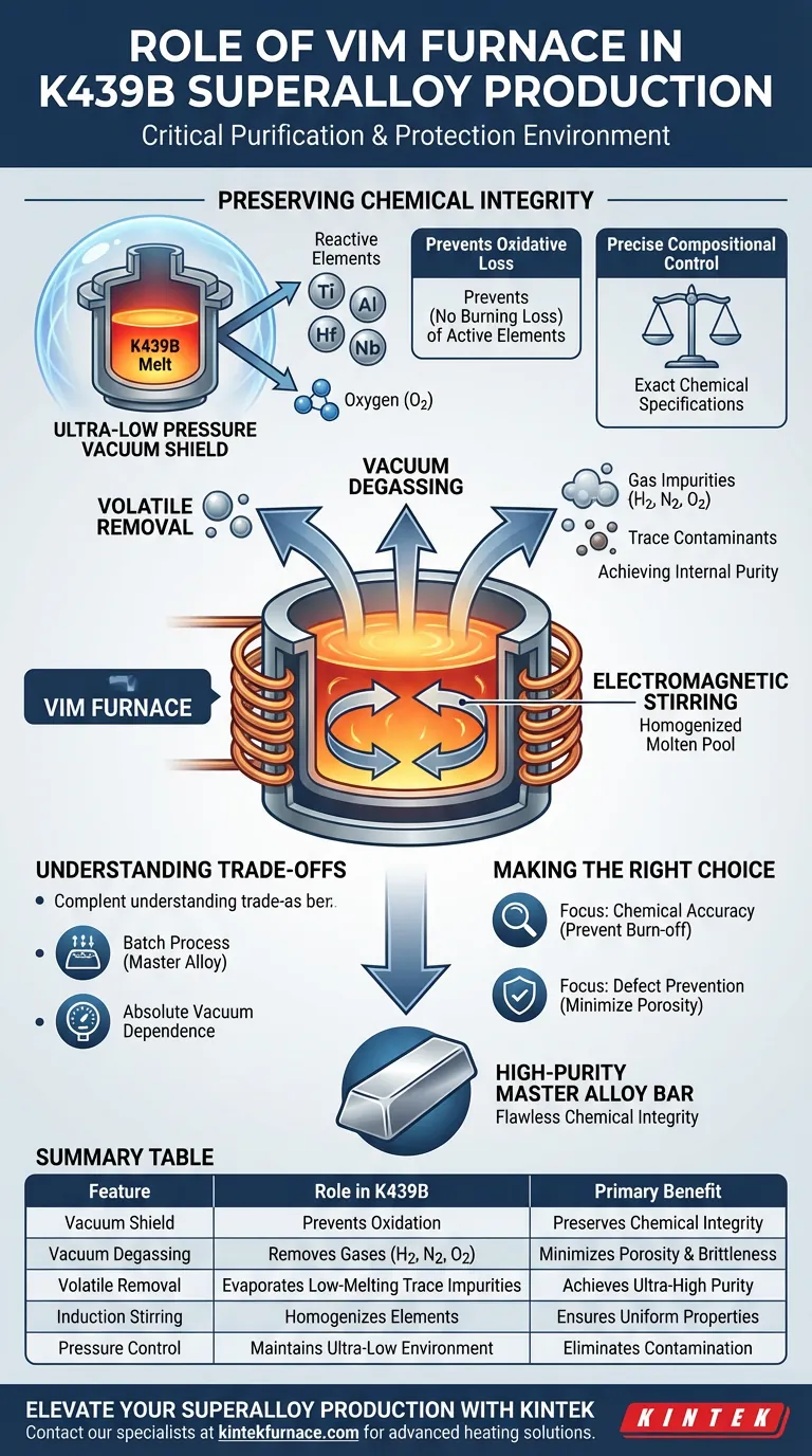 ¿Qué papel juega un horno de fusión por inducción al vacío en la superaleación K439B? Garantiza resultados de fundición de alta pureza Guía Visual