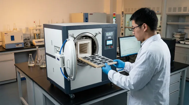 Why is a vacuum drying oven necessary for electrocatalytic electrode sheets? Protect Integrity & Enhance Performance