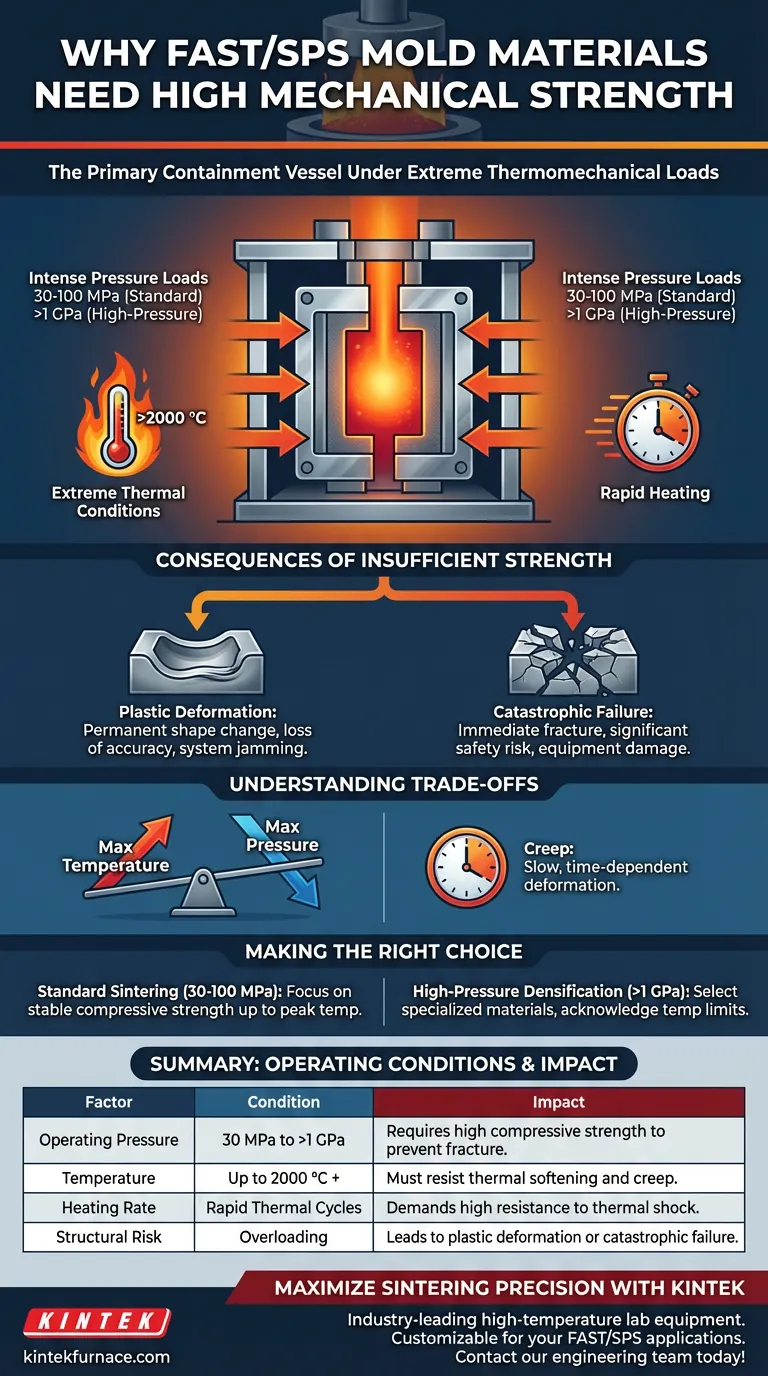 ¿Por qué los materiales del molde en los sistemas FAST/SPS deben poseer alta resistencia mecánica? Garantizando la seguridad y la precisión Guía Visual