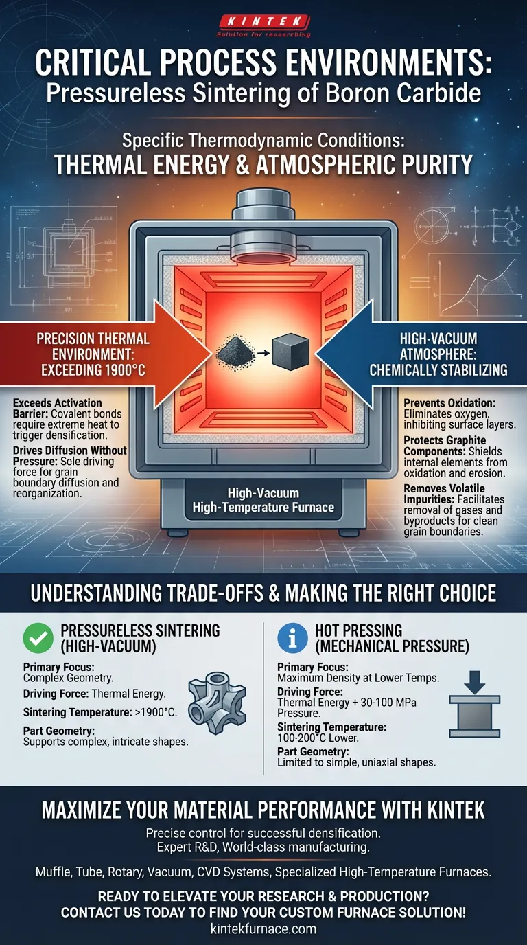 고진공로는 탄화붕소에 어떤 중요한 공정 환경을 제공합니까? 우수한 소결 밀도 달성 시각적 가이드