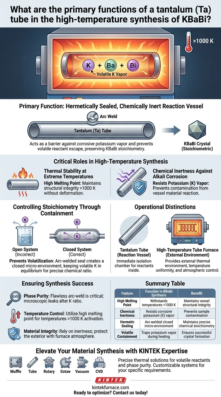 KBaBiの合成におけるタンタル（Ta）管の主な機能は何ですか？本質的な耐食性 ビジュアルガイド