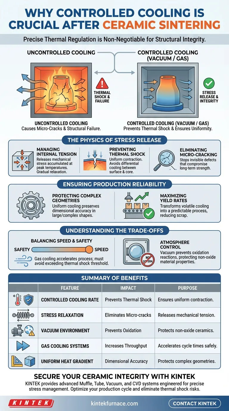 セラミック焼結後に真空システムまたは制御冷却がしばしば必要とされるのはなぜですか？破損と亀裂を防ぐため ビジュアルガイド
