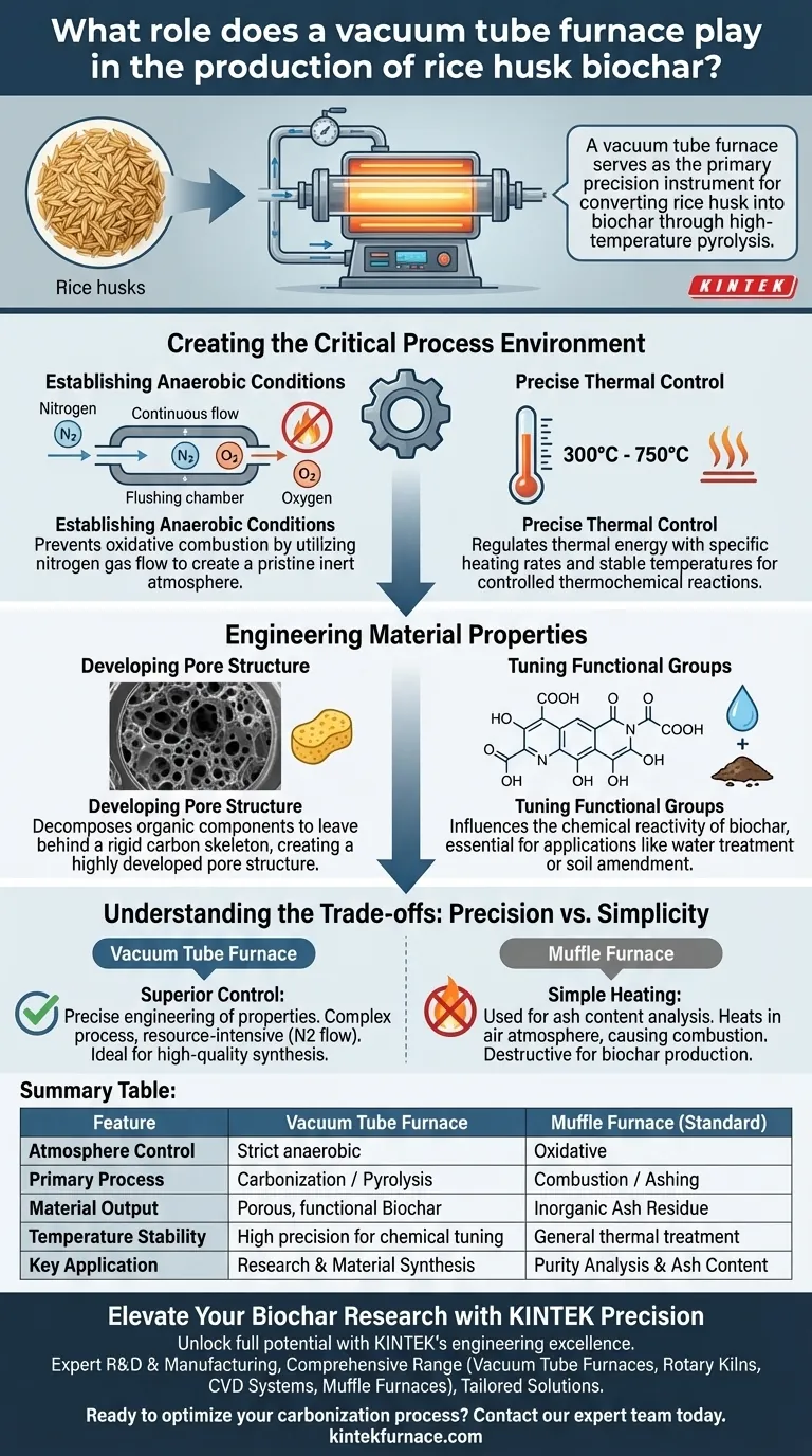真空管炉在稻壳生物炭生产中扮演什么角色？工程高性能碳 图解指南
