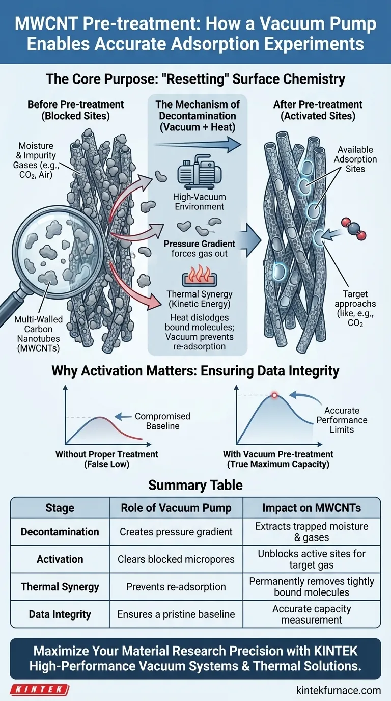 ¿Cómo facilita una bomba de vacío el pretratamiento de nanotubos de carbono de pared múltiple modificados? Optimizar la activación de la superficie Guía Visual