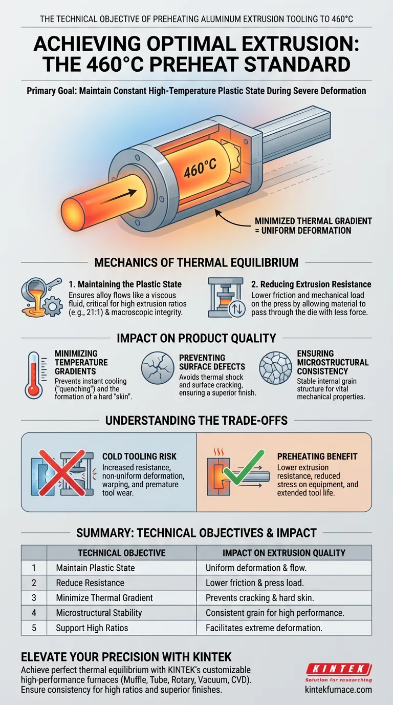 압출 실린더와 금형을 460°C로 예열하는 기술적 목표는 무엇인가요? 품질 및 흐름 최적화 시각적 가이드