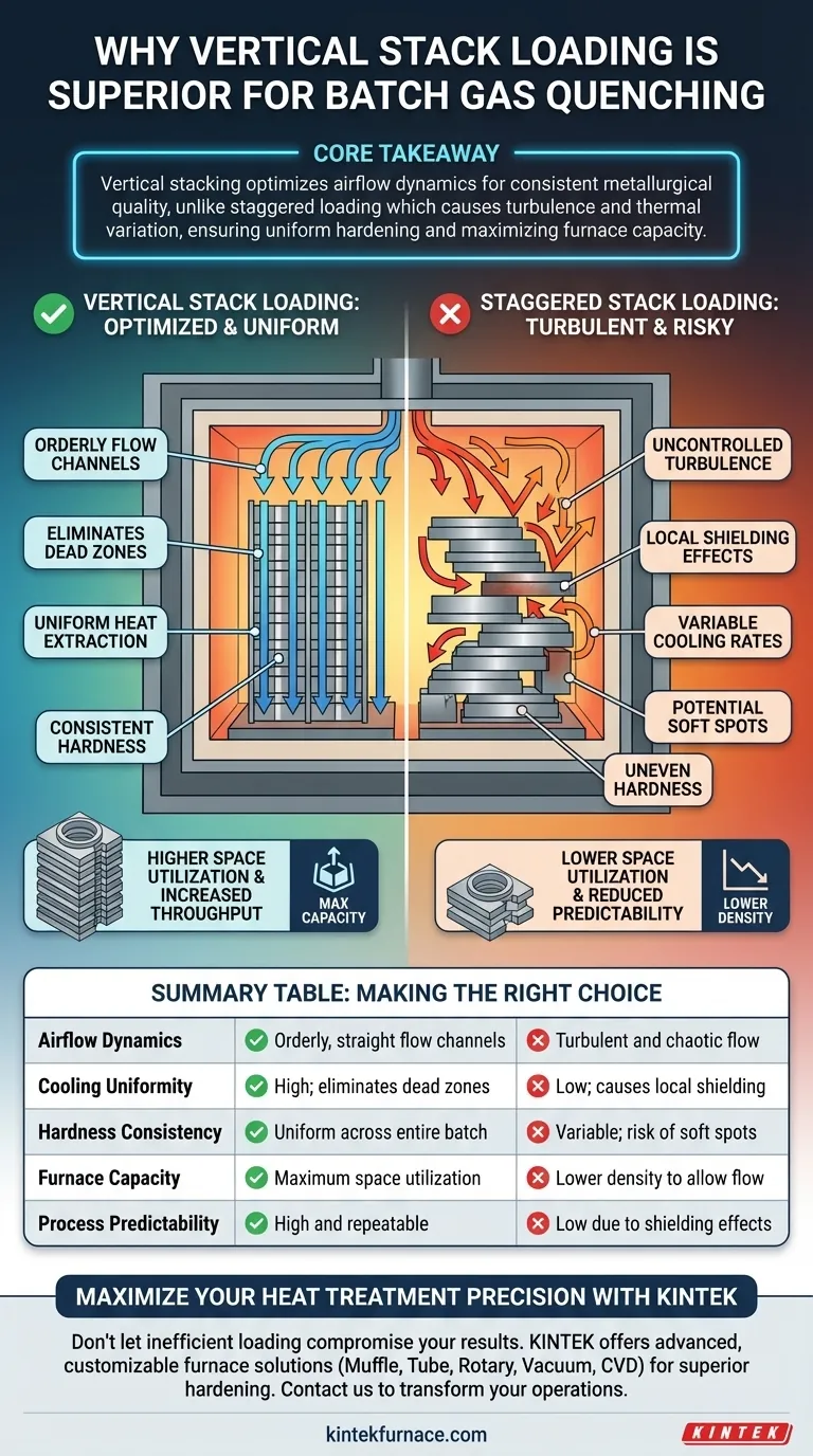 在批量气体淬火中，垂直堆叠装载为何优于交错堆叠装载？优化气体流动与质量 图解指南