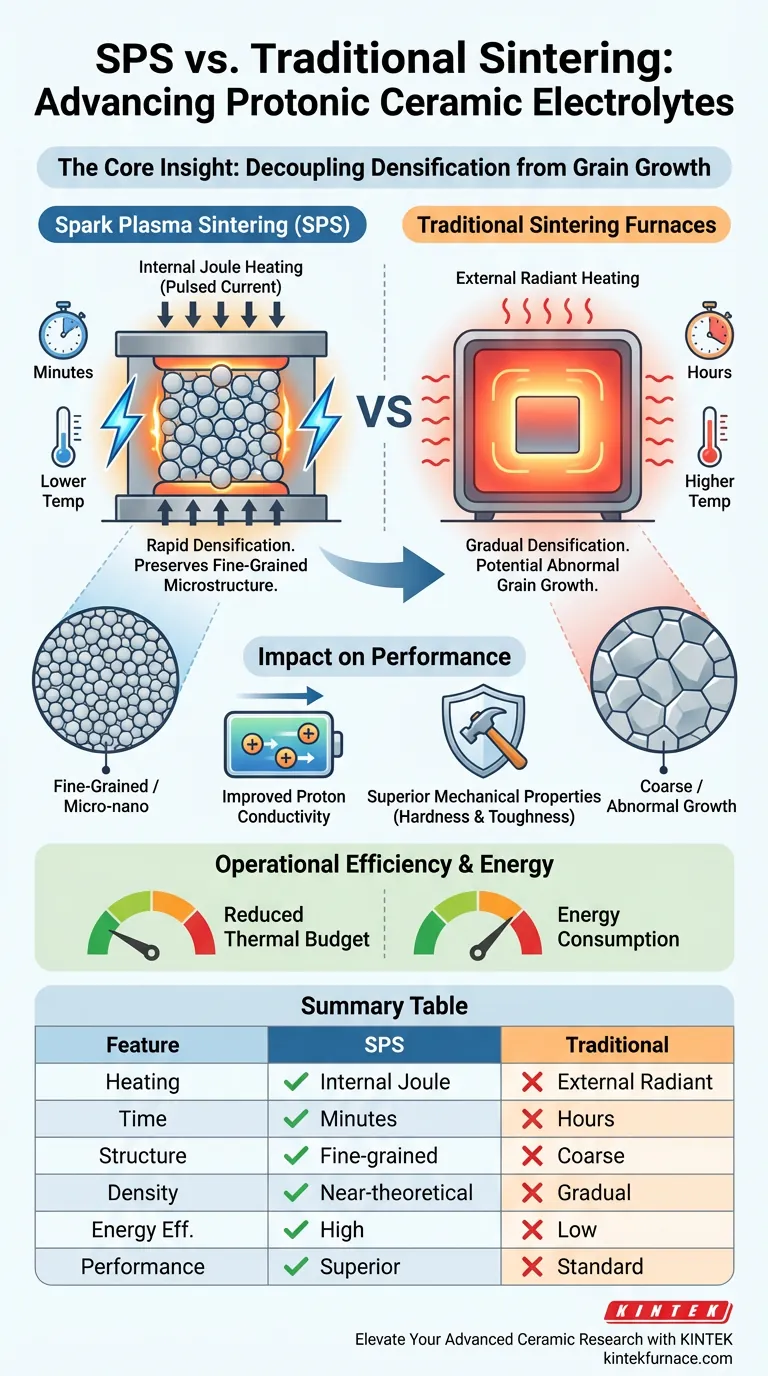 ¿Cuáles son las ventajas del proceso de uso de SPS para electrolitos cerámicos protónicos? Lograr una densificación rápida Guía Visual