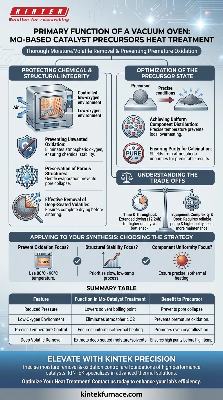 真空烘箱在钼基催化剂前驱体中的主要功能是什么？确保纯度和孔隙完整性 图解指南