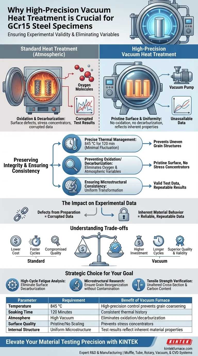 ¿Por qué es necesario un horno de tratamiento térmico al vacío de alta precisión para las muestras de GCr15? Garantice la precisión confiable de los datos Guía Visual