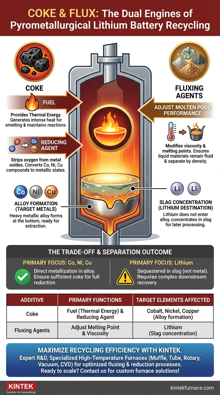 Quelle est la fonction du coke et du fondant dans le recyclage des batteries au lithium ? Optimisation de la récupération des métaux et de la séparation des scories Guide Visuel