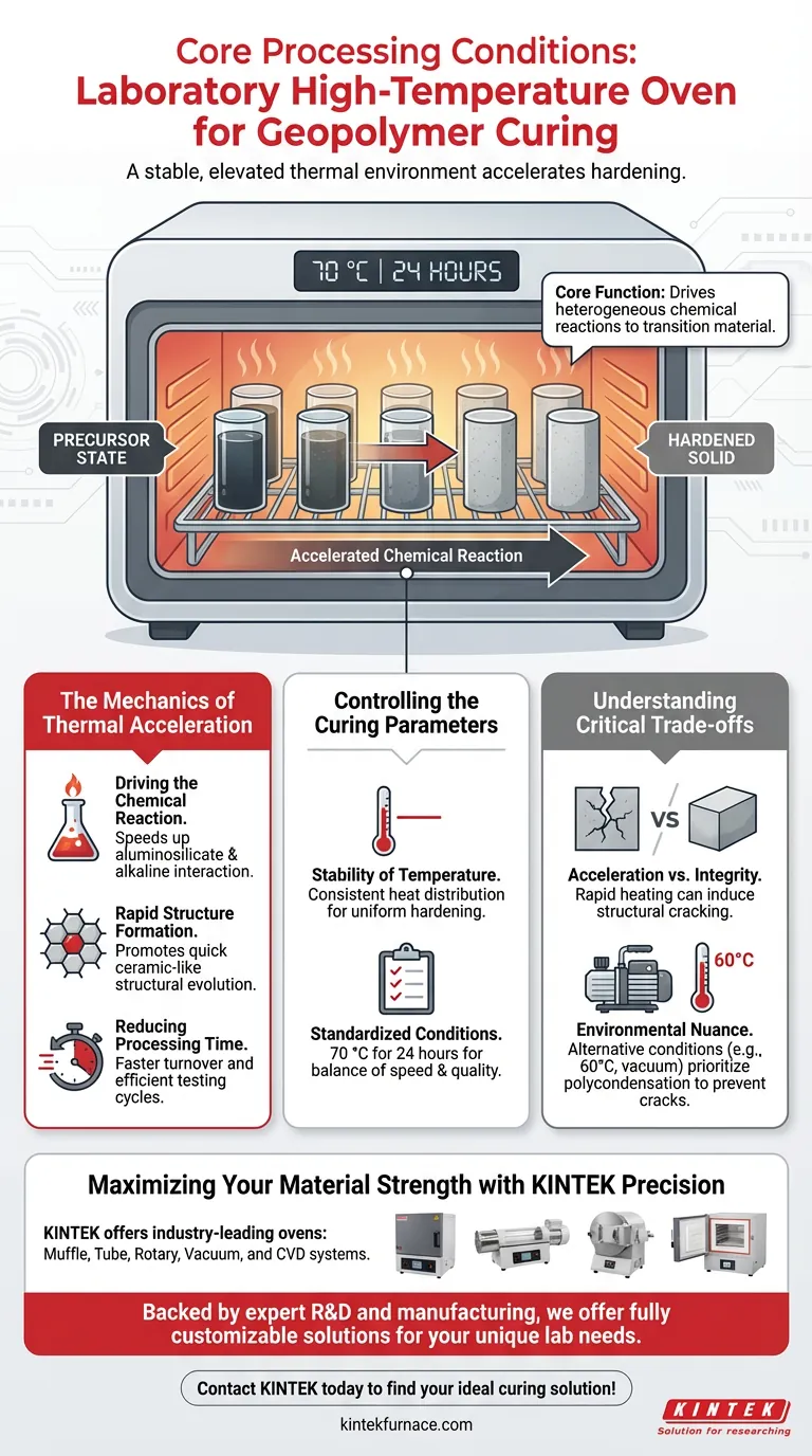 实验室高温烘箱提供哪些核心处理条件？优化地质聚合物固化结果 图解指南
