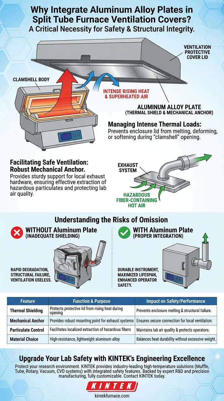 ¿Por qué es necesario integrar placas de aleación de aluminio en las cubiertas de los hornos de tubo dividido? Garantizar la seguridad y la longevidad Guía Visual