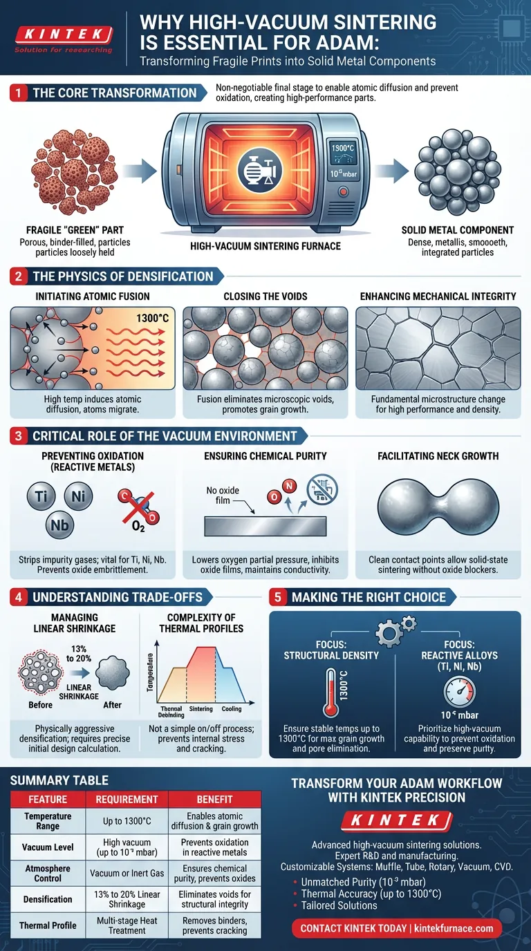 Por que é necessário um forno de sinterização a alto vácuo para o ADAM? Obtenha resultados de impressão 3D de metal de alta densidade Guia Visual