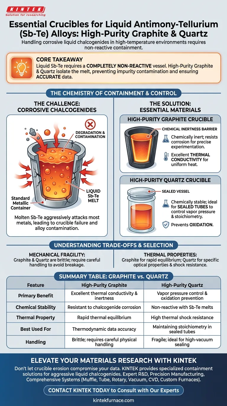 为什么使用石墨或石英坩埚处理液态锑-碲？保护您的高温熔体完整性 图解指南