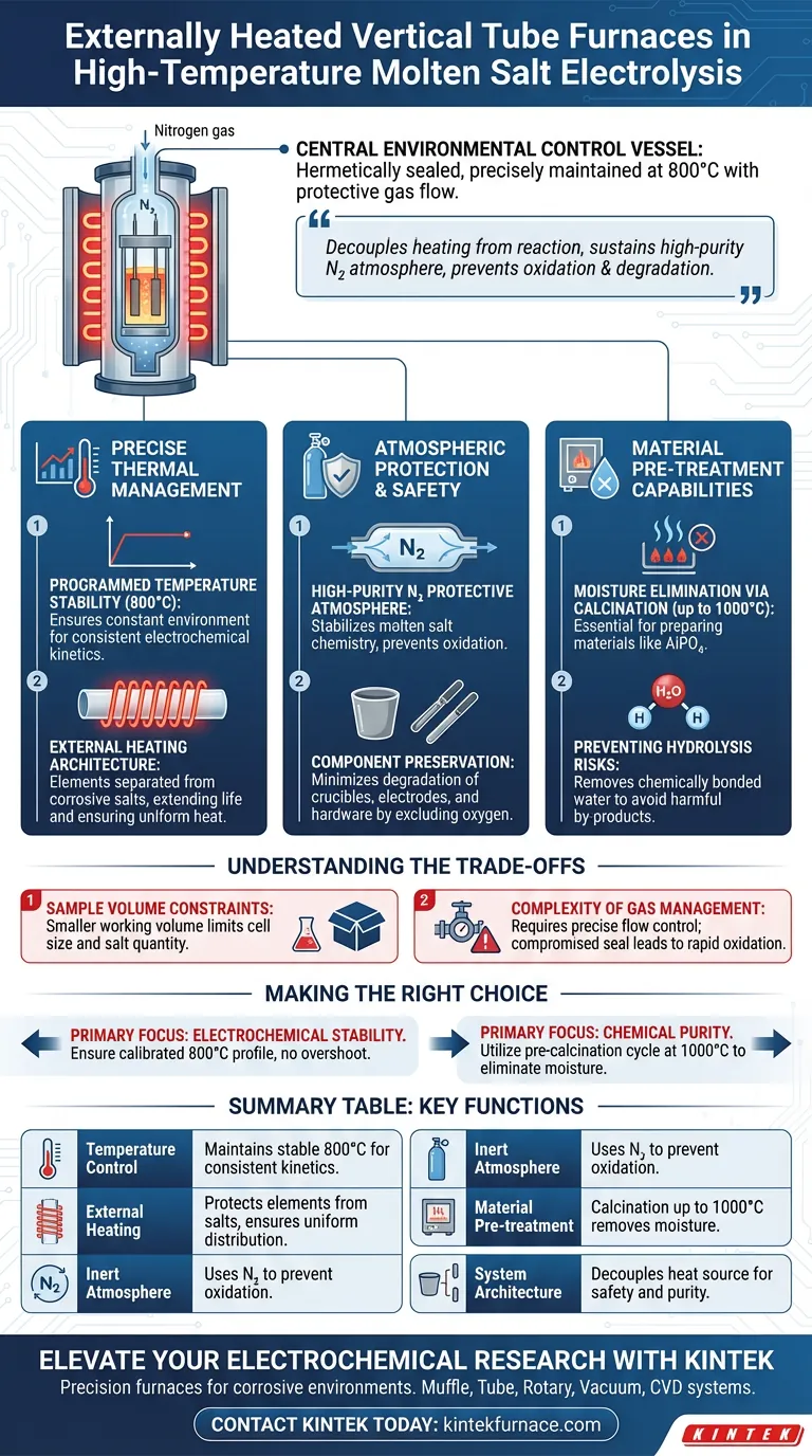 在高温熔盐电解系统中，外部加热立式管式炉扮演着什么角色？ 图解指南