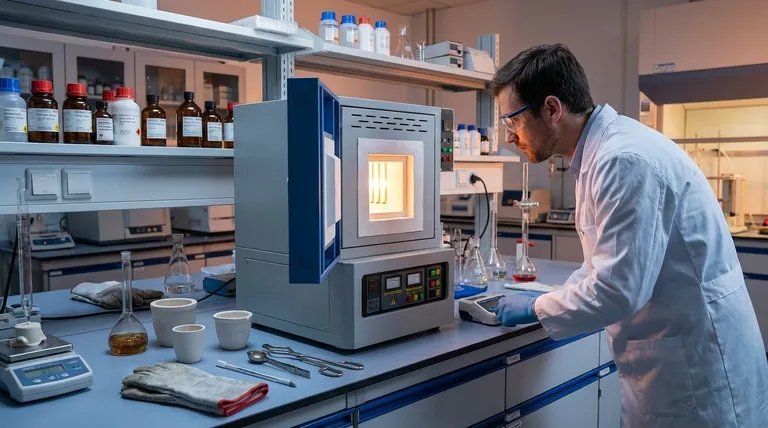 ¿Por qué es fundamental la capacidad de control de temperatura de un horno mufla durante la preparación de Ba2M0.4Bi1.6O6?