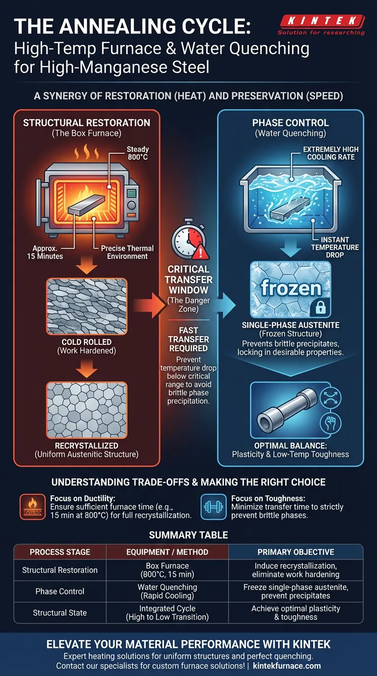 ¿Cómo funcionan conjuntamente un horno de mufla de laboratorio a alta temperatura y el temple al agua? Optimización del acero de alto manganeso Guía Visual