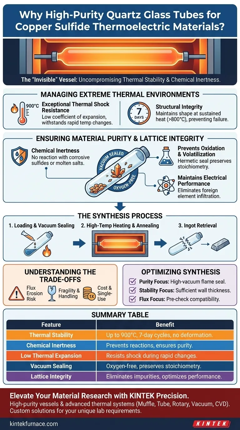 ¿Por qué utilizar tubos de vidrio de cuarzo de alta pureza para la síntesis de sulfuro de cobre? Garantiza la estabilidad térmica y la pureza Guía Visual