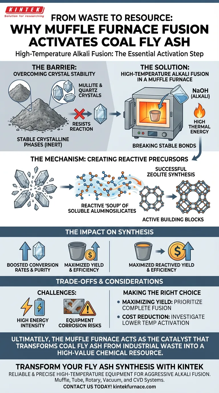 Почему для синтеза цеолитов из золы уноса требуется щелочной плав в муфельной печи? Раскройте максимальный химический потенциал Визуальное руководство