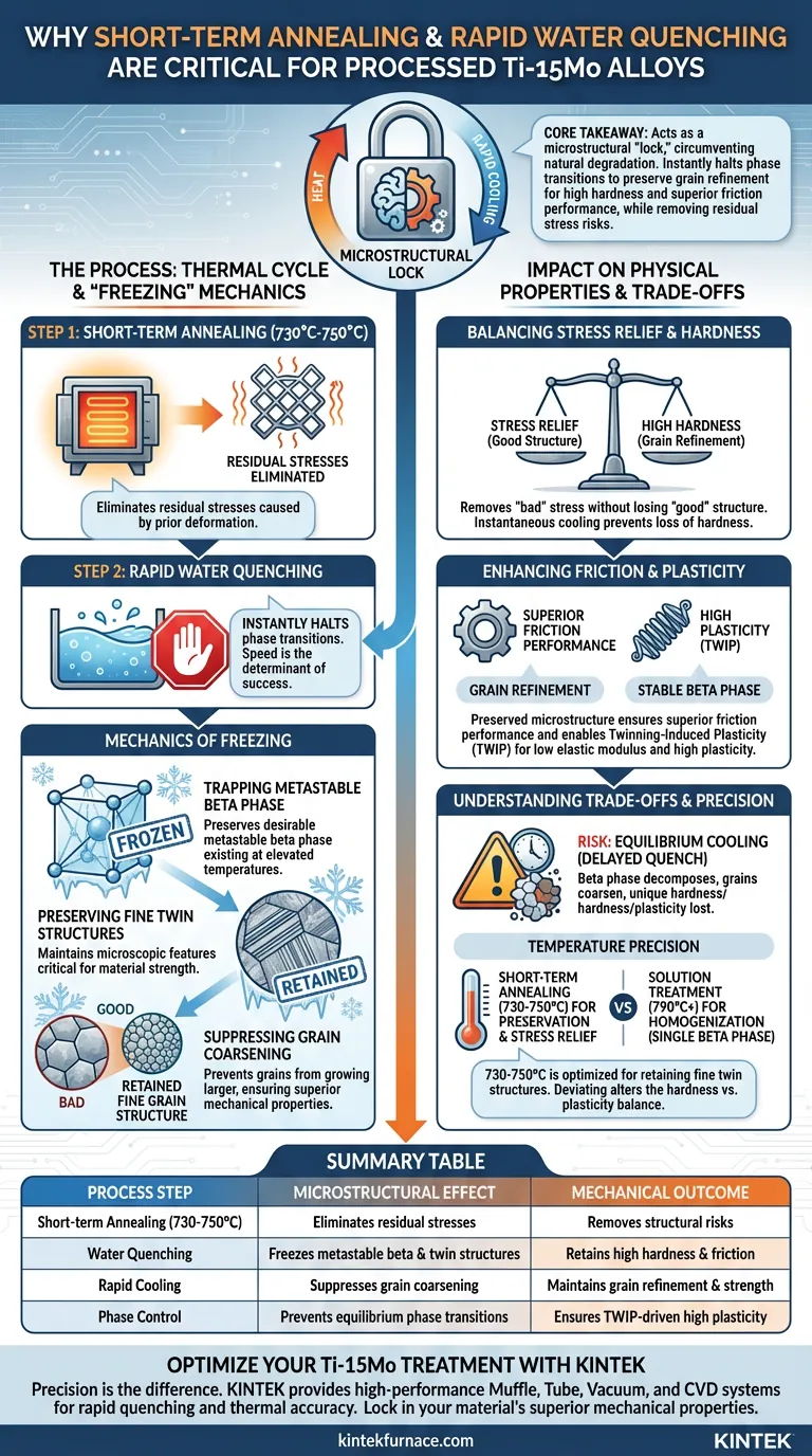 Perché il trattamento di ricottura a breve termine seguito da tempra in acqua è necessario per le leghe Ti-15Mo? Blocca le massime prestazioni del materiale Guida Visiva