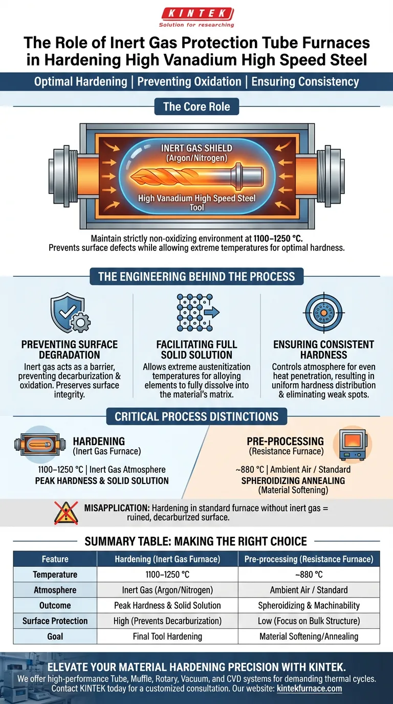Какова роль печи с защитной трубой с инертным газом при закалке быстрорежущей стали с высоким содержанием ванадия? Достижение точной твердости Визуальное руководство
