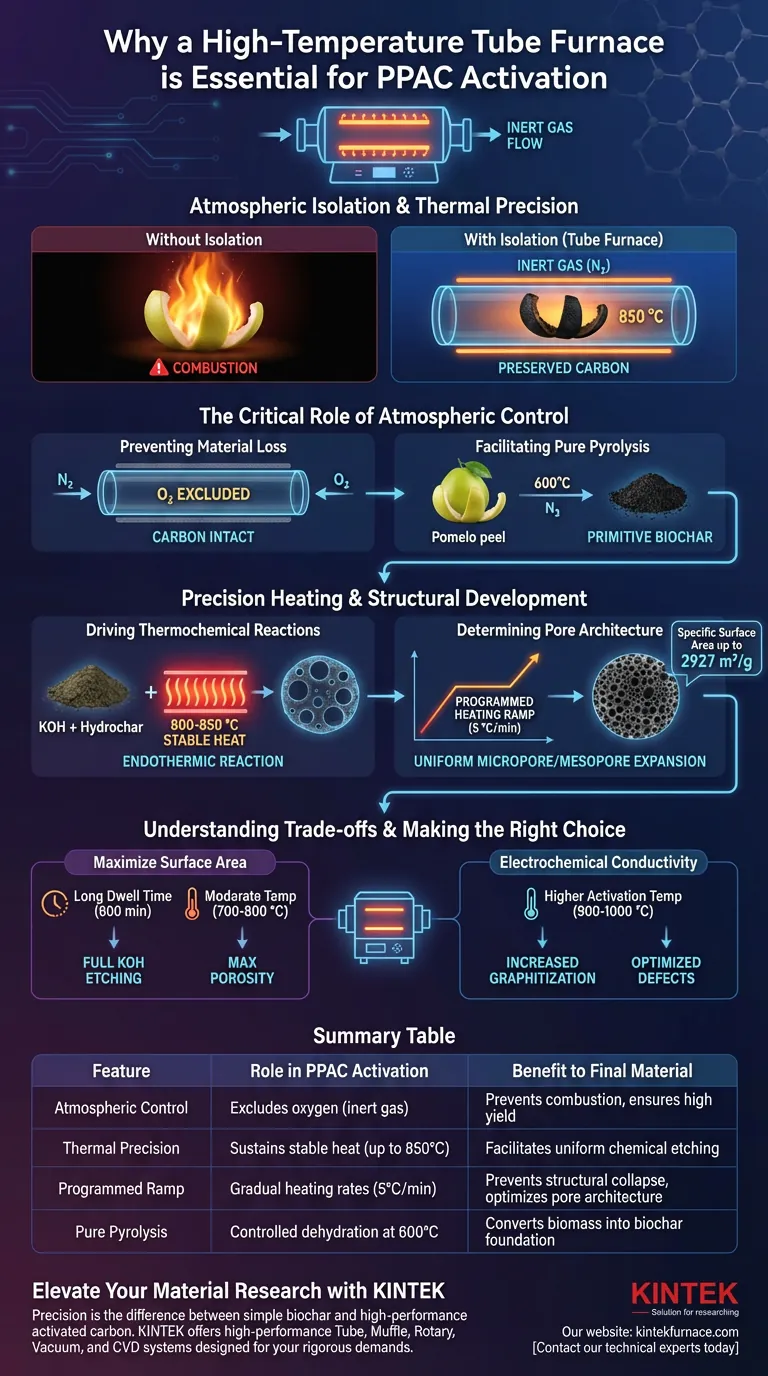 Почему высокотемпературная трубчатая печь необходима для активации PPAC? Точный контроль температуры для превосходной пористости Визуальное руководство
