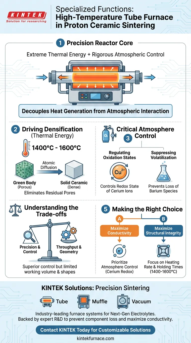 高温管式炉在质子陶瓷最终烧结中的专门功能是什么？ 图解指南