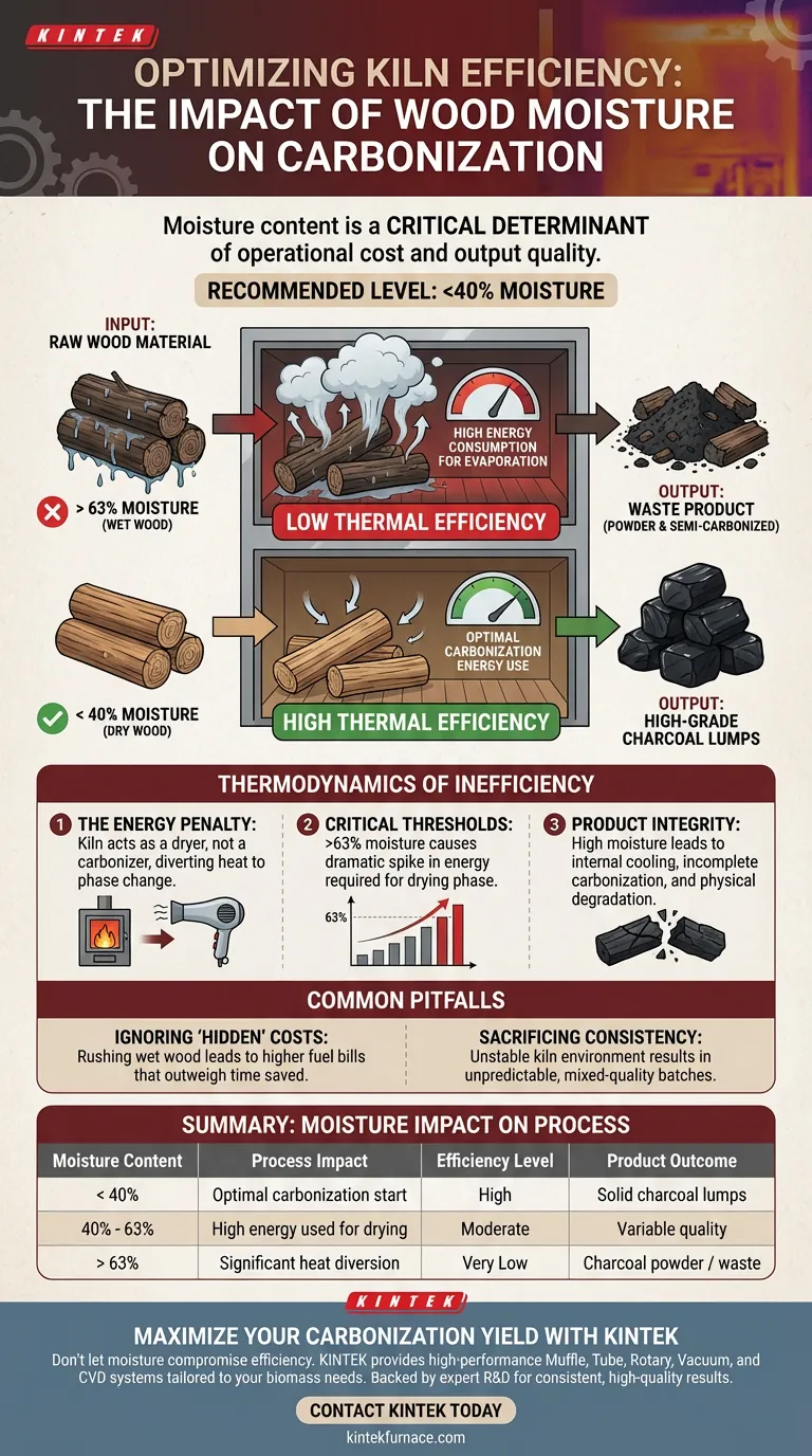 Come influisce il contenuto di umidità sull'efficienza della fornace di carbonizzazione? Ottimizza oggi stesso la tua lavorazione termica della biomassa Guida Visiva