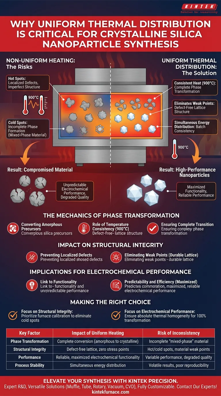 Por que a distribuição térmica uniforme é crítica para a síntese de nanopartículas de sílica? Alcançar 100% de Transformação de Fase Guia Visual