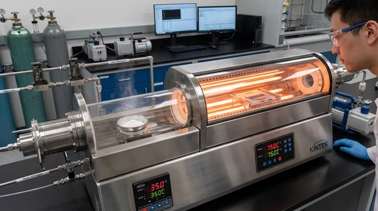 Какова функция двухзонной трубчатой печи в процессе ХОВД пленок 2DP-F? Обеспечение точного контроля роста тонких пленок