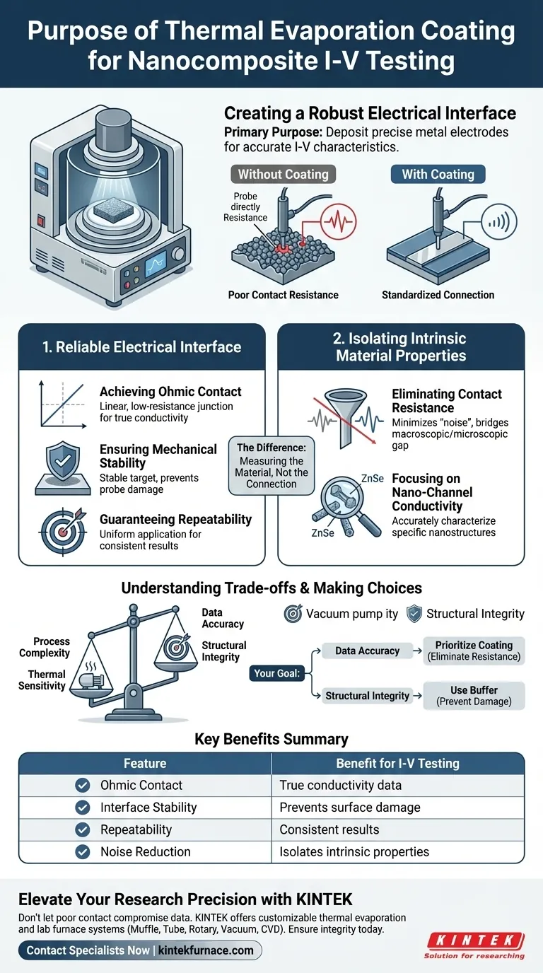 使用热蒸发涂层系统有什么目的？提高 I-V 测试的准确性，用于纳米复合材料 图解指南
