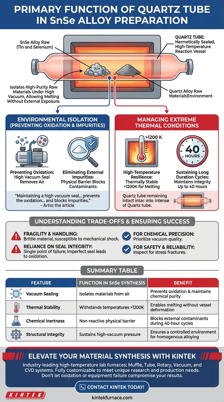 在制备硒化锡（SnSe）时，石英管的主要功能是什么？确保高纯度合金的合成 图解指南